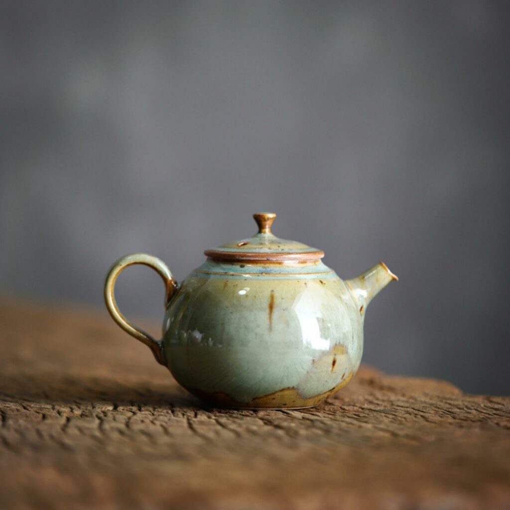 Kiln Transmutation Crude Pottery Basjoo Green Kung Fu Teapot