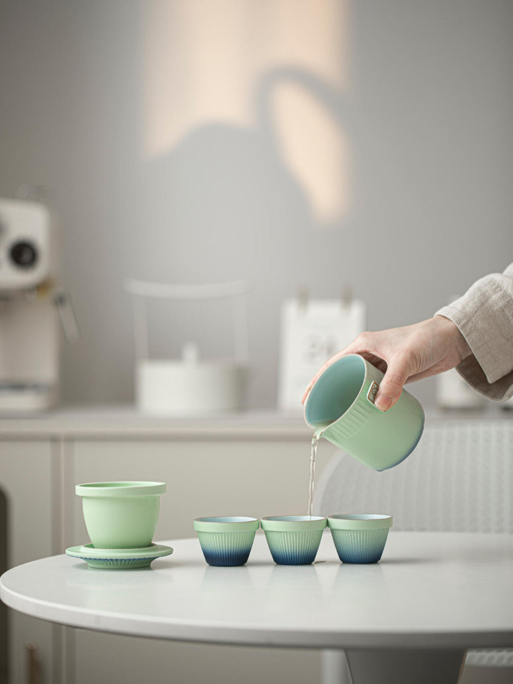 Hand-painted Ceramic Orchid Kung Fu Tea Set