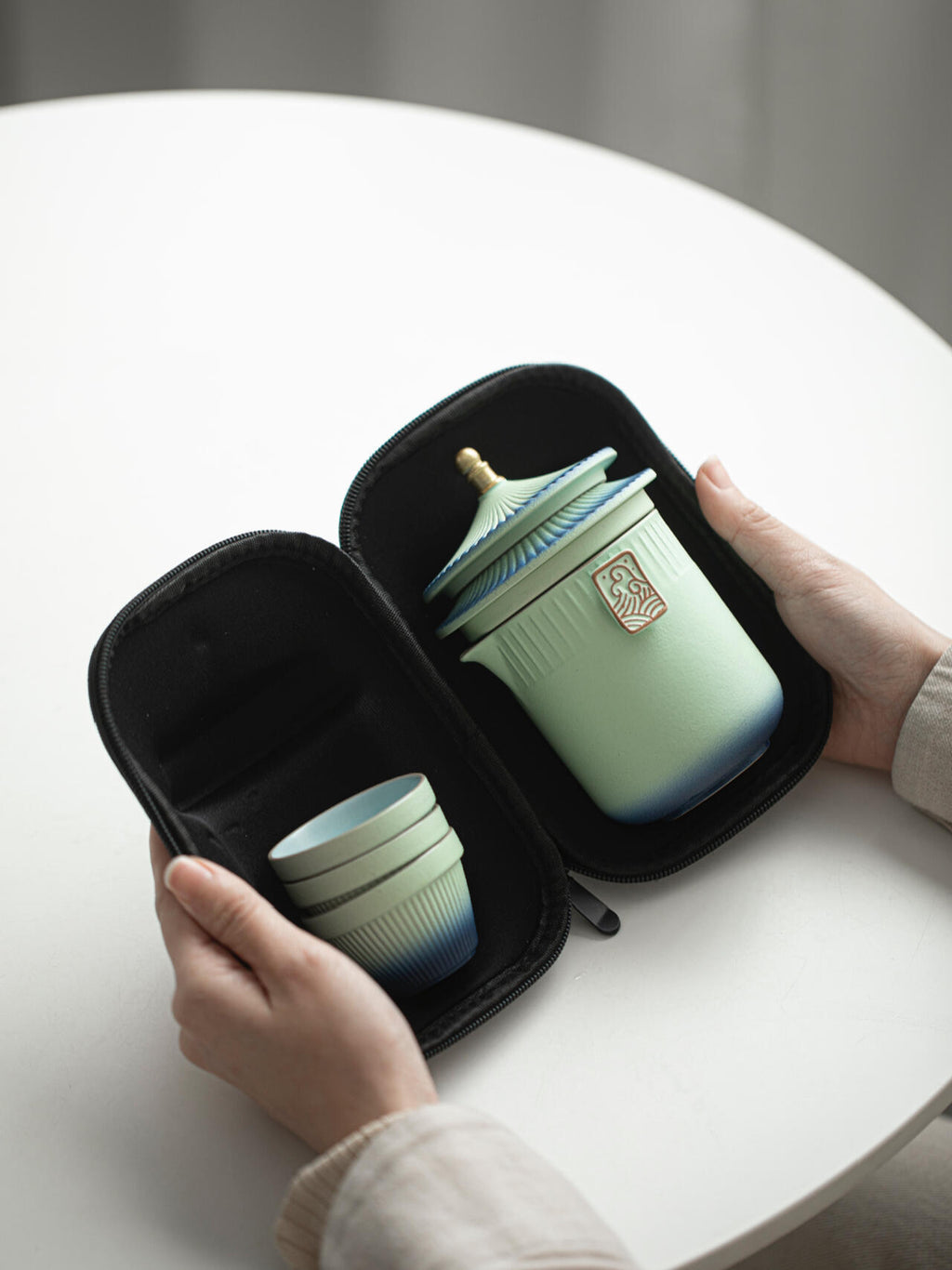 Hand-painted Ceramic Orchid Kung Fu Tea Set