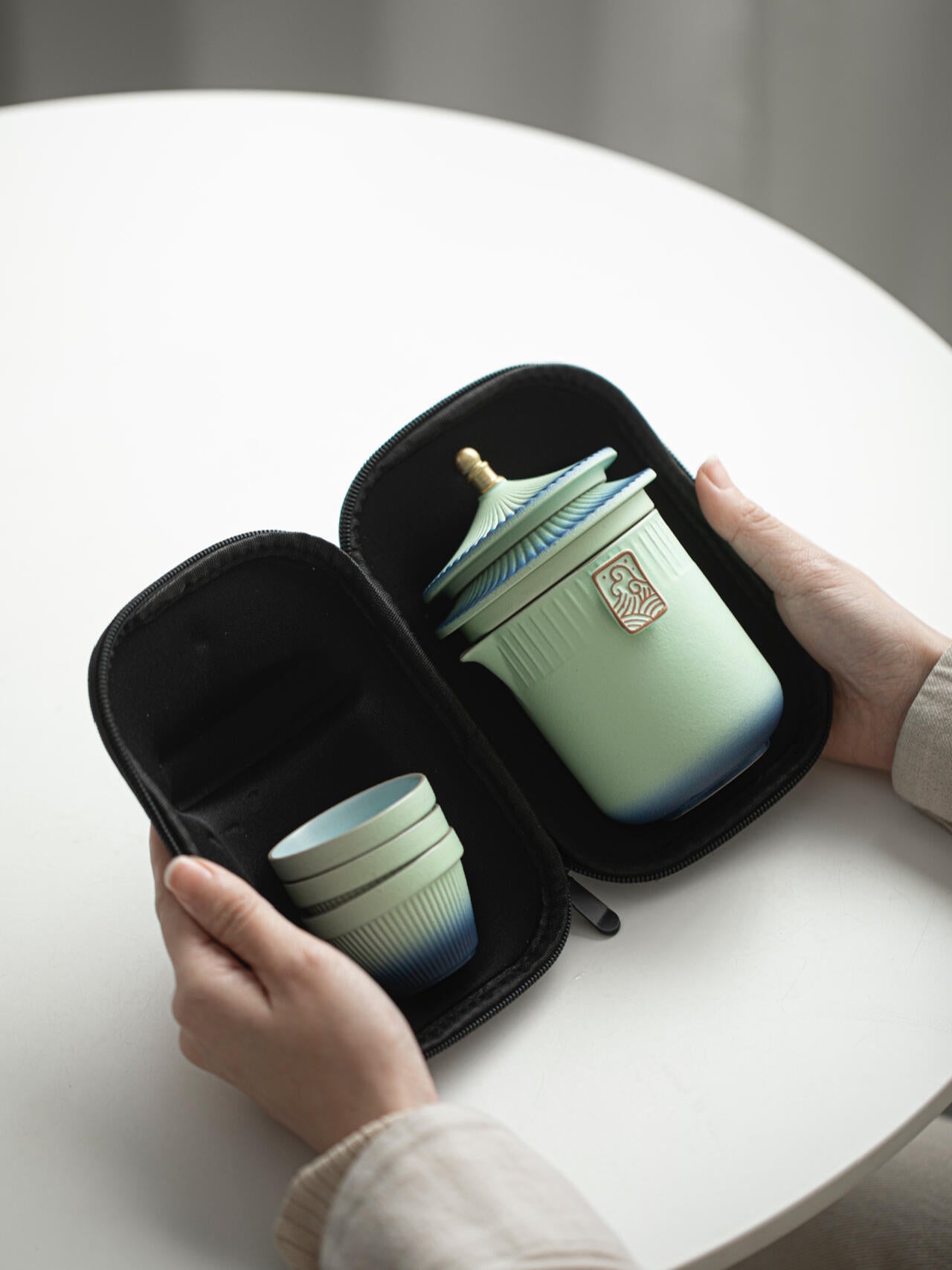 Hand-painted Ceramic Orchid Kung Fu Tea Set