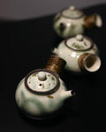 Handmade Vintage Style Powder Glaze Ceramic Gradient Green 120ml Side Handled Teapot