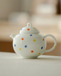 Hand-painted White Porcelain Polka Dot 160ml Chinese Teapot